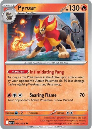 Pyroar 024/132 - Reverse Holofoil ME01 Mega Evolution - Uncommon