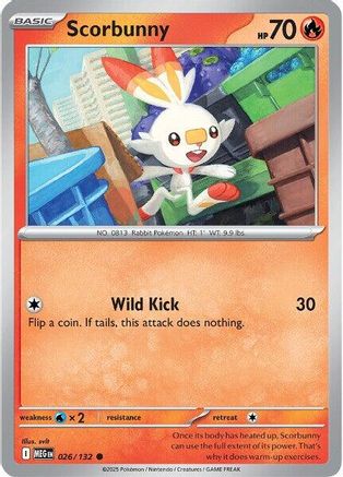 Scorbunny 026/132 - Reverse Holofoil ME01 Mega Evolution - Common
