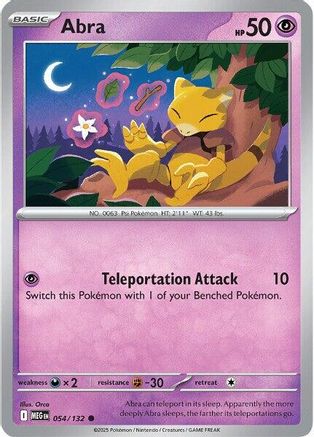 Abra 054/132 - Reverse Holofoil ME01 Mega Evolution - Common