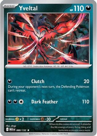 Yveltal 088/132 - Reverse Holofoil ME01 Mega Evolution - Rare