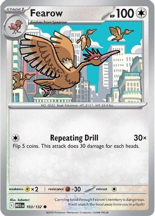 Fearow 103/132 - Reverse Holofoil ME01 Mega Evolution - Common