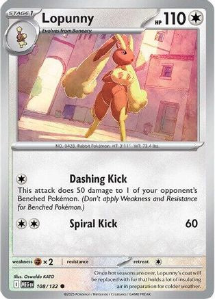 Lopunny 108/132 - Reverse Holofoil ME01 Mega Evolution - Common