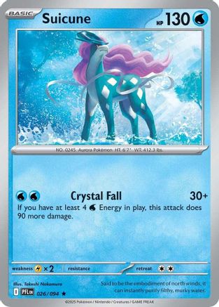 Suicune 026/094 - Reverse Holofoil ME02 Phantasmal Flames - Rare