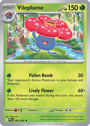 Vileplume 003/094 - Reverse Holofoil ME02 Phantasmal Flames - Rare