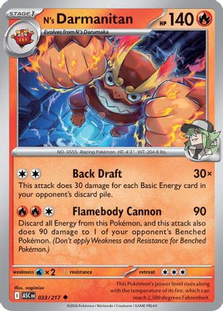 N's Darmanitan 033 - Reverse Holofoil ME Ascended Heroes - Uncommon