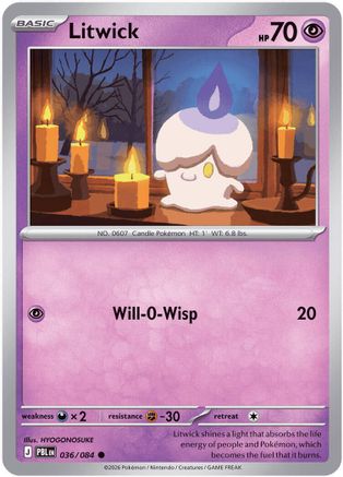 Litwick 036 - Reverse Holofoil ME05 Pitch Black - Common