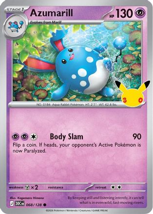 Azumarill 068 - Holofoil ME 30th Celebration - null