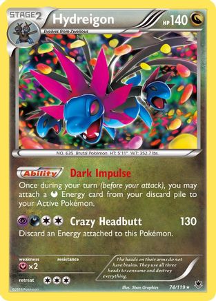 Hydreigon 074/119 - Reverse Holofoil XY Phantom Forces - Holo Rare
