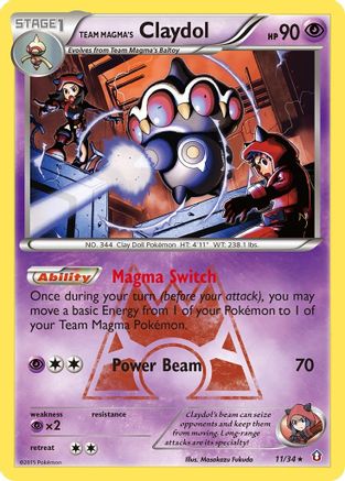 Team Magma's Claydol 011/34 - Reverse Holofoil Double Crisis - Holo Rare