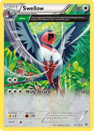 Swellow (72 Delta) 072/108 - Reverse Holofoil XY Roaring Skies - Holo Rare