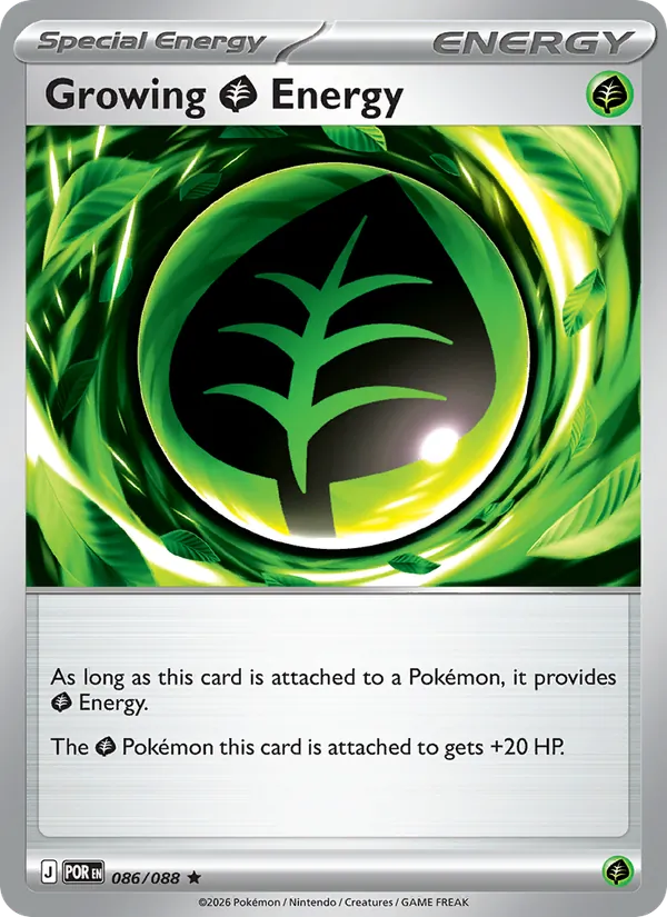 Growing Grass Energy 086/088 - Reverse Holofoil ME03 Perfect Order - Rare