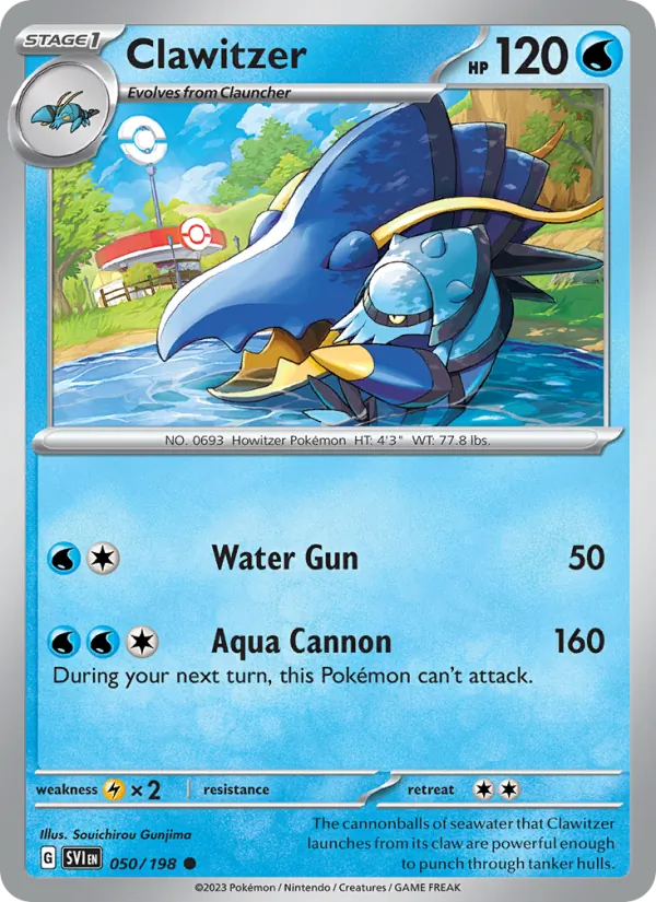 Clawitzer 050/198 - Reverse Holofoil SV01 Scarlet & Violet Base Set - Common