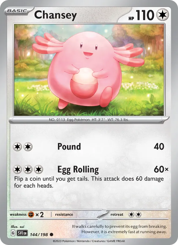 Chansey 144/198 - Reverse Holofoil SV01 Scarlet & Violet Base Set - Common