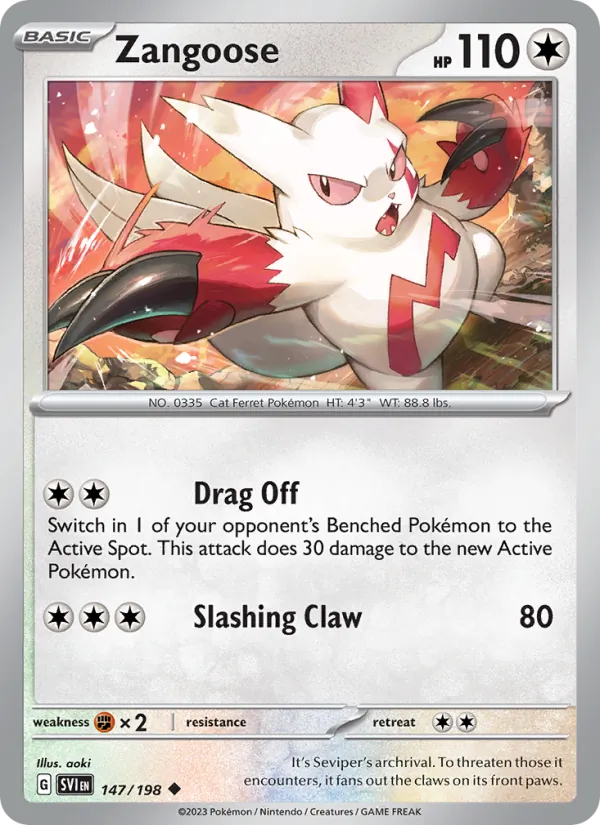 Zangoose 147/198 - Reverse Holofoil SV01 Scarlet & Violet Base Set - Uncommon
