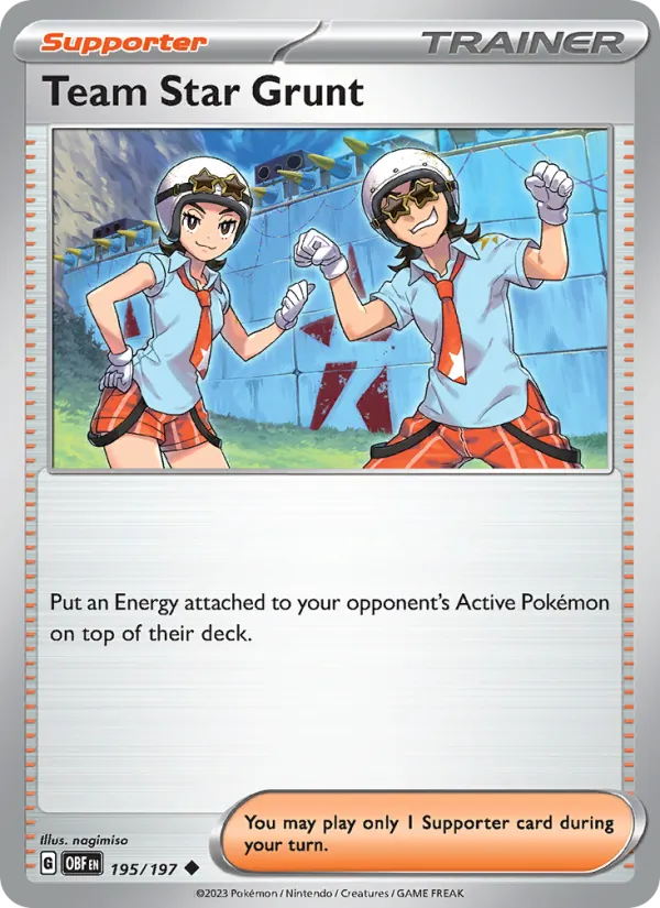 Team Star Grunt 195/197 - Reverse Holofoil SV03 Obsidian Flames - Uncommon