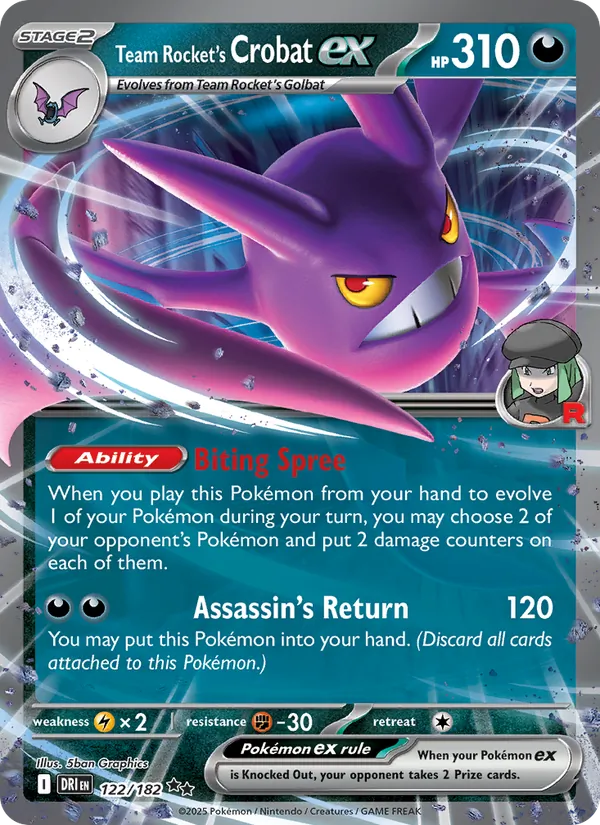 Team Rocket's Crobat ex 122/182 - Holofoil SV10 Destined Rivals - Double Rare