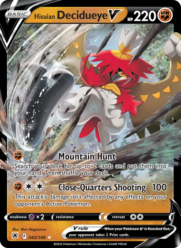 Hisuian Decidueye V 083/189 - Holofoil SWSH10 Astral Radiance - Holo Rare V
