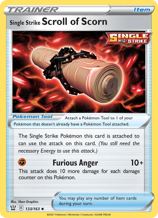 Single Strike Scroll of Scorn 133/163 - Reverse Holofoil SWSH05 Battle Styles - Uncommon