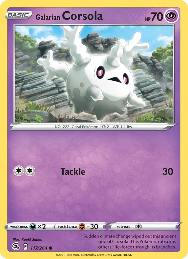 Galarian Corsola 117/264 - Reverse Holofoil SWSH08 Fusion Strike - Common