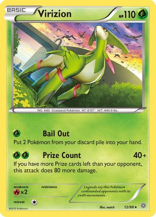 Virizion 012  - Reverse Holofoil XY  Ancient Origins - Holo Rare