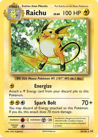 Raichu 036/108  - Reverse Holofoil XY  Evolutions - Holo Rare