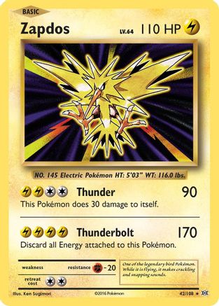 Zapdos 042/108  - Reverse Holofoil XY  Evolutions - Holo Rare