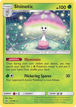 Shiinotic 017/149  - Reverse Holofoil SM Base Set - Holo Rare