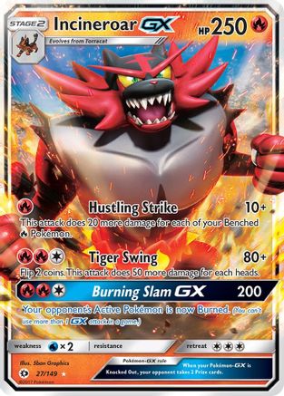Incineroar GX 027/149  - Holofoil SM Base Set - Ultra Rare