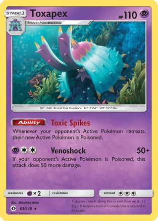 Toxapex 063/149  - Reverse Holofoil SM Base Set - Holo Rare