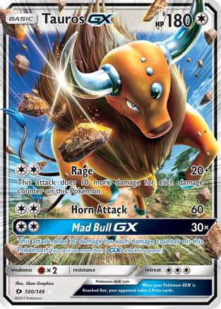 Tauros GX 100/149  - Holofoil SM Base Set - Ultra Rare