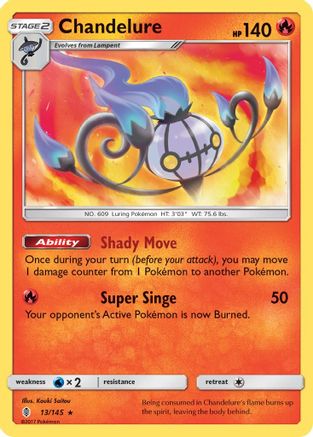Chandelure 013/145  - Reverse Holofoil SM  Guardians Rising - Holo Rare