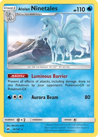 Alolan Ninetales 028/147  - Reverse Holofoil SM  Burning Shadows - Rare