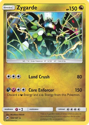 Zygarde 100/147  - Reverse Holofoil SM  Burning Shadows - Holo Rare