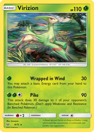 Virizion 008/73  - Reverse Holofoil Shining Legends - Holo Rare