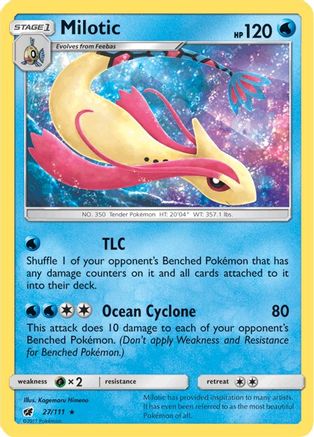 Milotic 027/111  - Reverse Holofoil SM  Crimson Invasion - Holo Rare