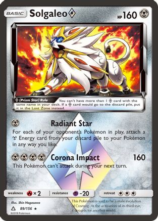 Solgaleo Prism Star 089/156  - Holofoil SM  Ultra Prism - Prism Rare