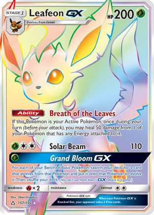 Leafeon GX (Secret Rare) 157  - Holofoil SM  Ultra Prism - Secret Rare