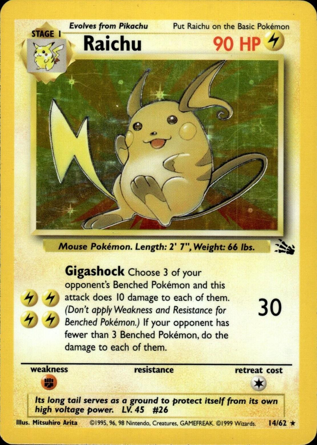 Raichu (14) 014/62  - Unlimited Holofoil Fossil - Holo Rare