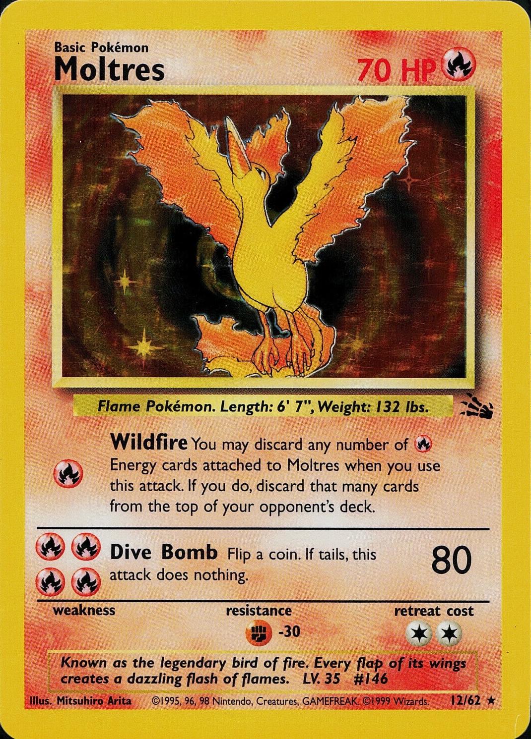 Moltres (12) 012/62  - Unlimited Holofoil Fossil - Holo Rare
