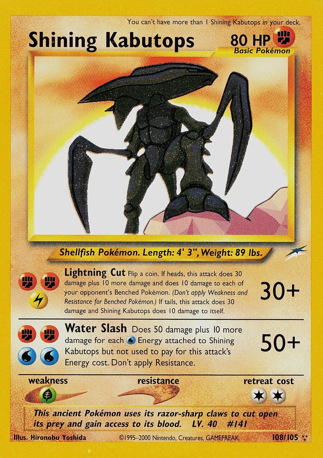 Shining Kabutops 108  - Unlimited Holofoil Neo Destiny - Secret Rare