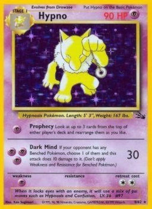 Hypno (8) 008/62  - Unlimited Holofoil Fossil - Holo Rare