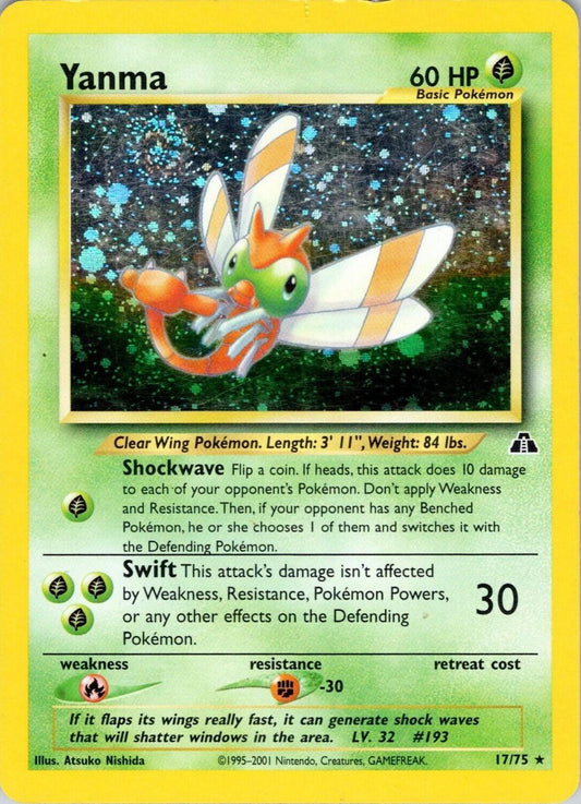 Yanma (17) 017/75  - Unlimited Holofoil Neo Discovery - Holo Rare