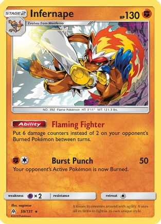 Infernape 059/131  - Holofoil SM  Forbidden Light - Holo Rare