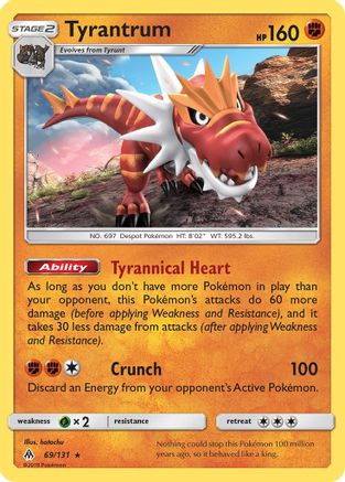 Tyrantrum 069/131  - Reverse Holofoil SM  Forbidden Light - Holo Rare