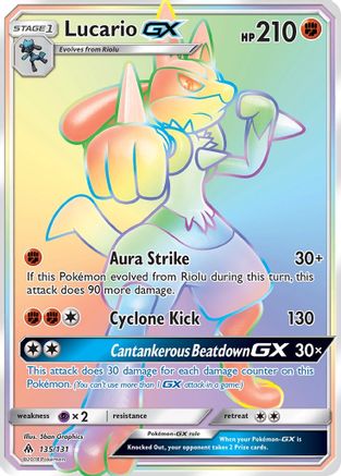 Lucario GX (Secret) 135  - Holofoil SM  Forbidden Light - Secret Rare