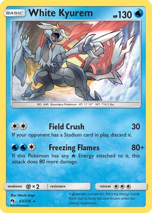 White Kyurem 063/214  - Reverse Holofoil SM  Lost Thunder - Holo Rare