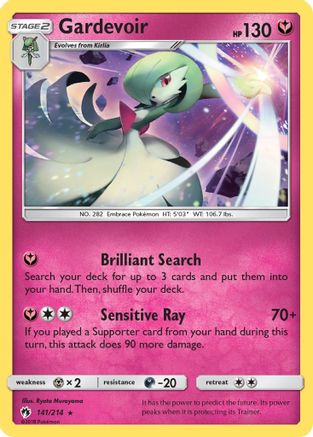 Gardevoir 141/214  - Holofoil SM  Lost Thunder - Holo Rare