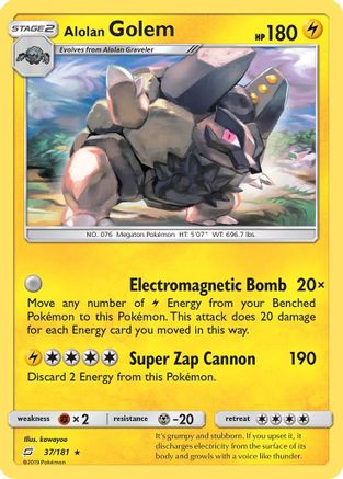 Alolan Golem 037/181  - Reverse Holofoil SM  Team Up - Rare