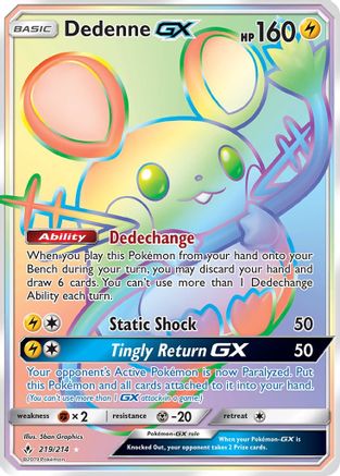 Dedenne GX (Secret) 219  - Holofoil SM  Unbroken Bonds - Secret Rare