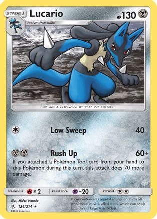 Lucario 126/214  - Holofoil SM  Unbroken Bonds - Holo Rare
